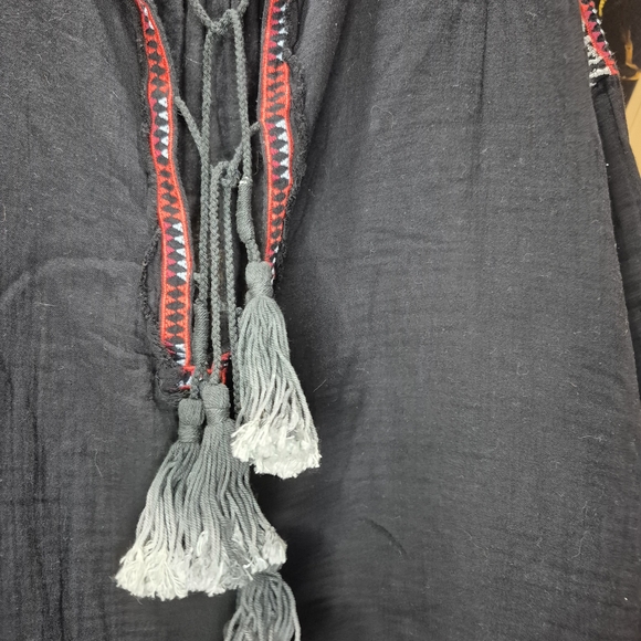 Johnny Was Black Blouse with Red and Gray Accents - Picture 10 of 10